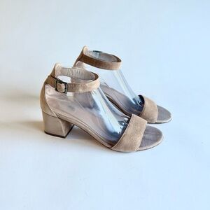 M. Gemi Cream Suede Block Heel Ankle Strap Sandals size EUR 39.5, US 9